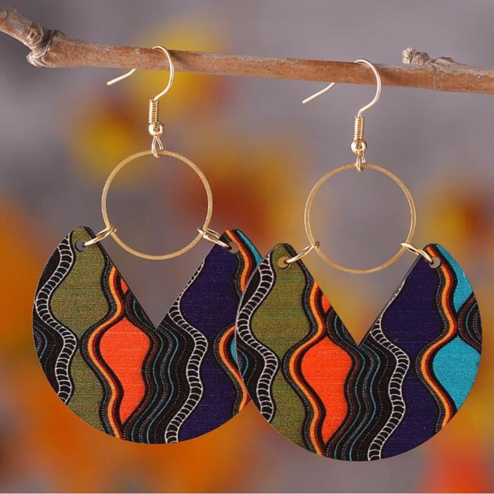 Vintage Colorful Patterned Earrings